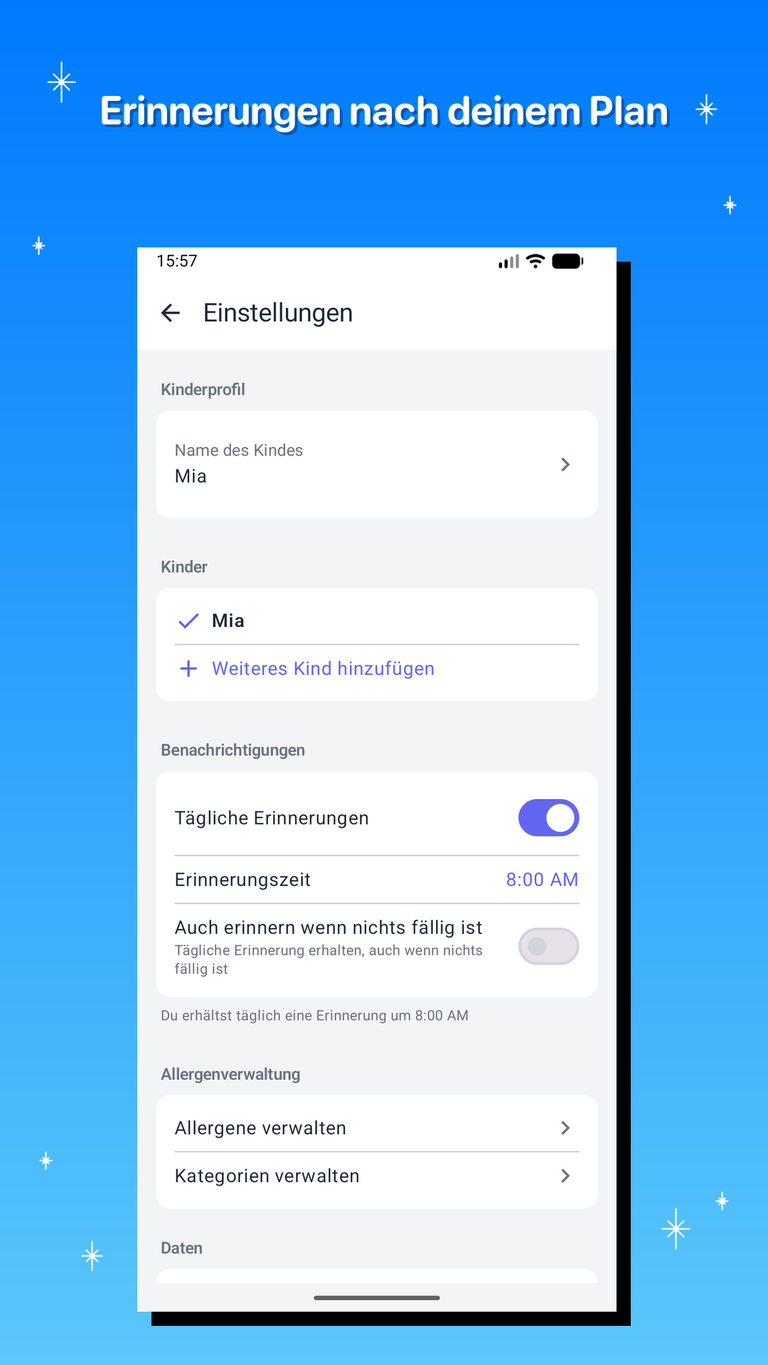 Erinnerungen nach deinem Plan