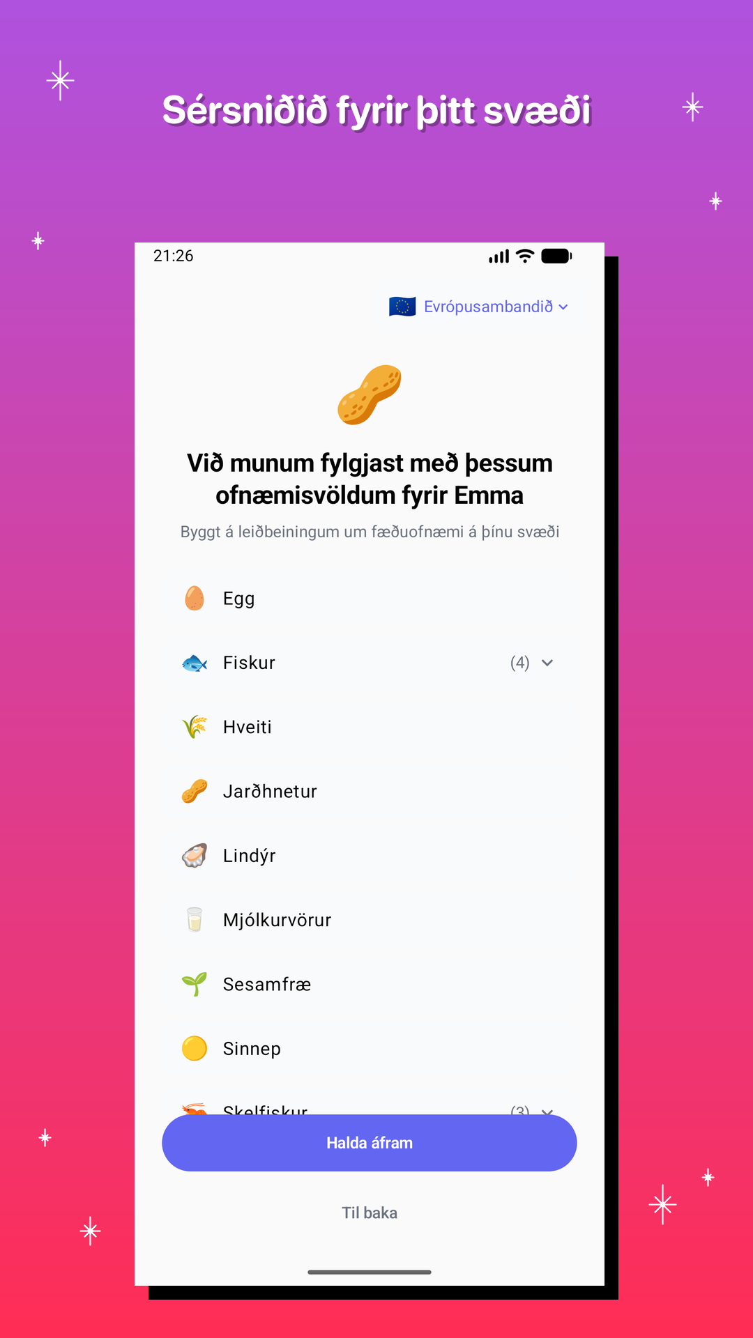 Sérsniðið fyrir þitt svæði