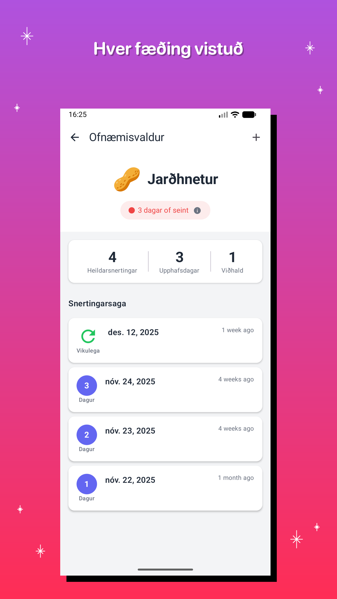 Hver fæðing vistuð