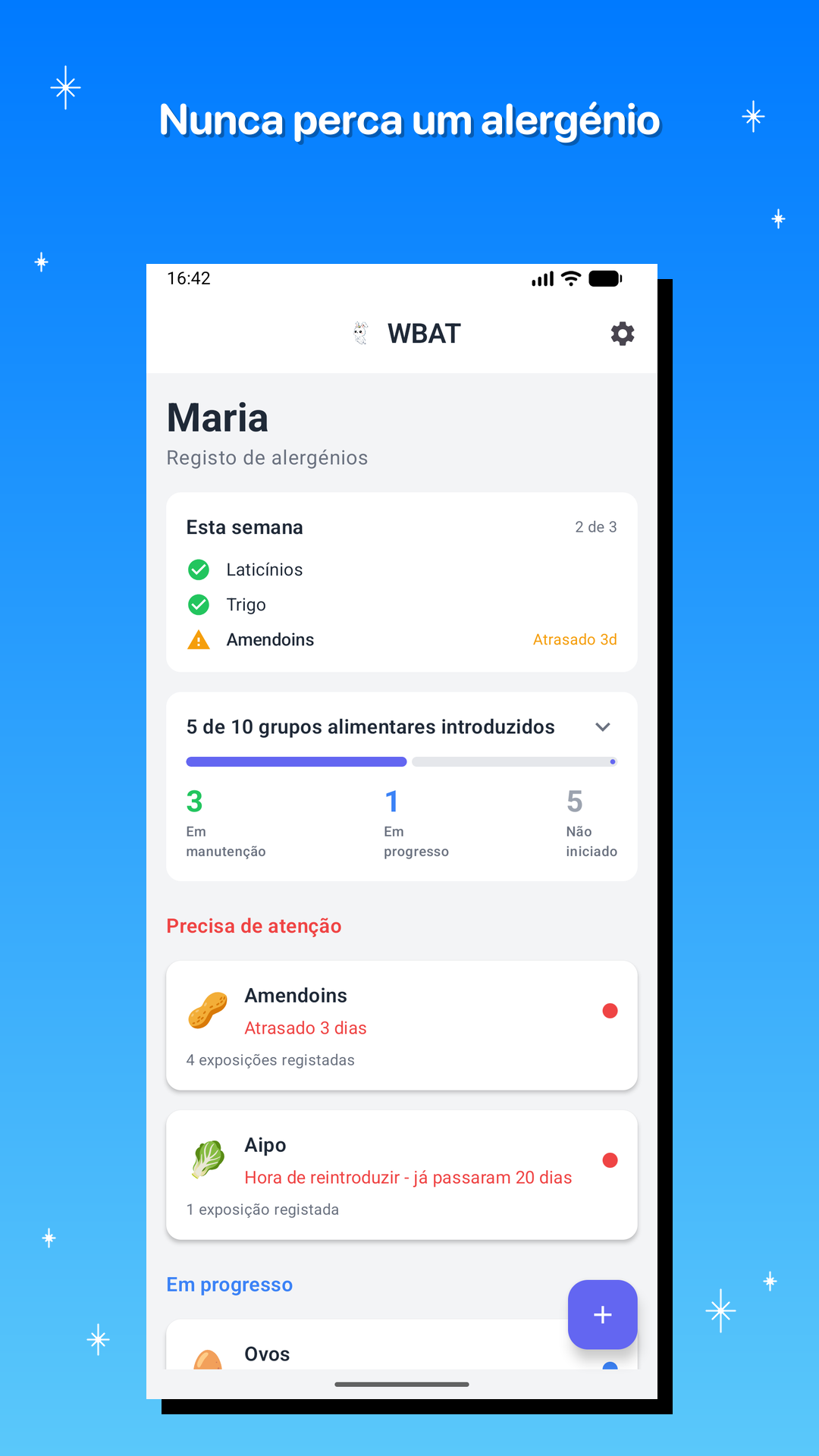 Nunca perca um alergénio