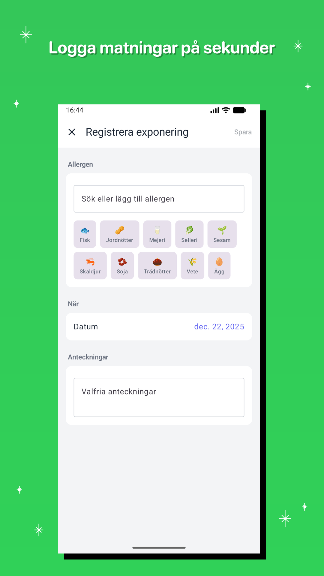 Logga matningar på sekunder